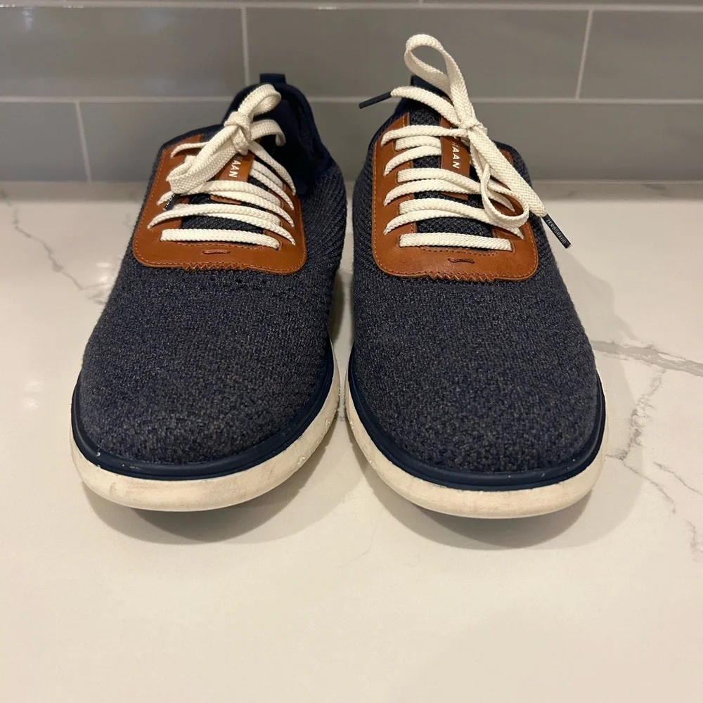 Cole‎ Haan Zerogrand Stitchlite Oxford Marine Blue Knit / Ivory Mens 13 EUC